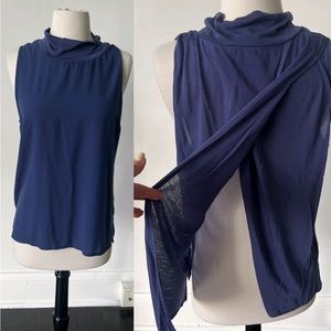 French Connection Split Back Navy Blue Top